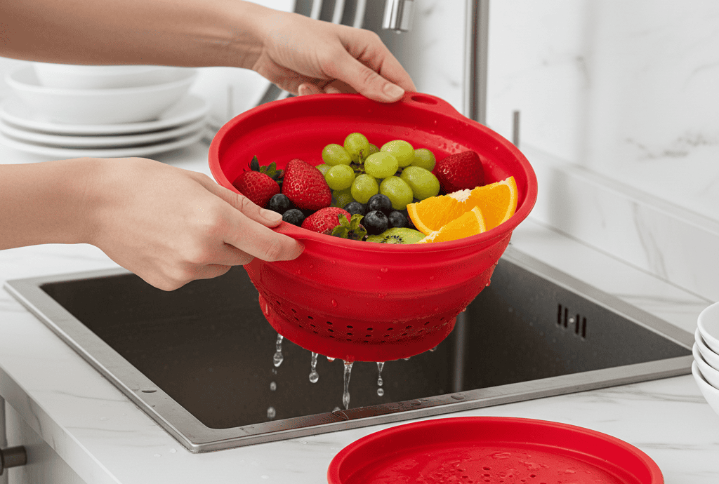 Collapsible silicone colander review for small kitchens